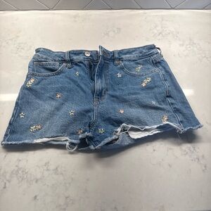 American Eagle Light Blue Denim Shorts with Embroidered Logo
